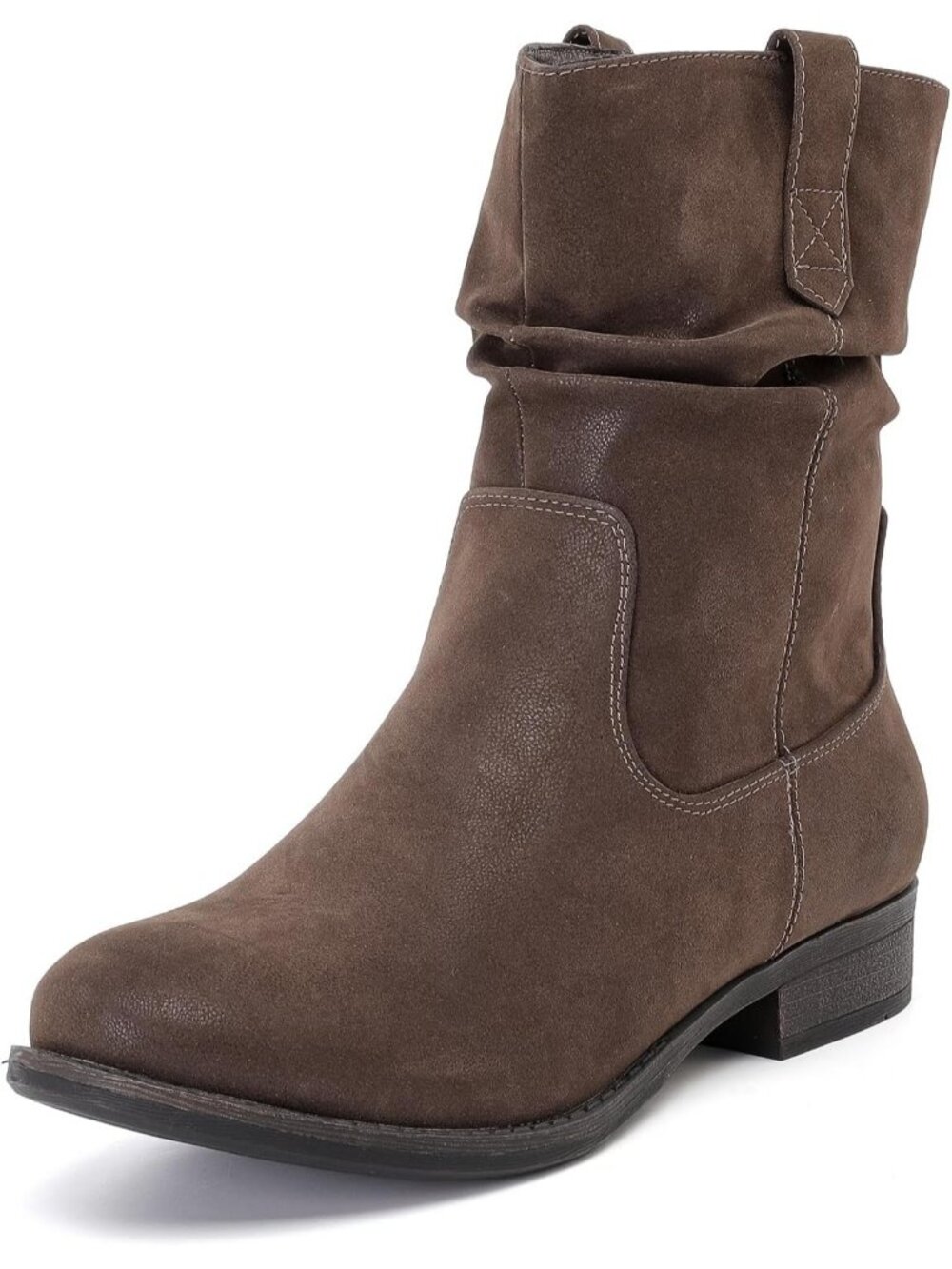 Women's Brown PU Ankle Boots Flat Booties Slouchy Casual Riding Short Boots